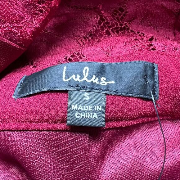 NWT Lulus Kiska Burgundy Lace Wide Leg Jumpsuit S - Picture 7 of 12